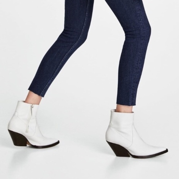 white leather cowboy ankle boots